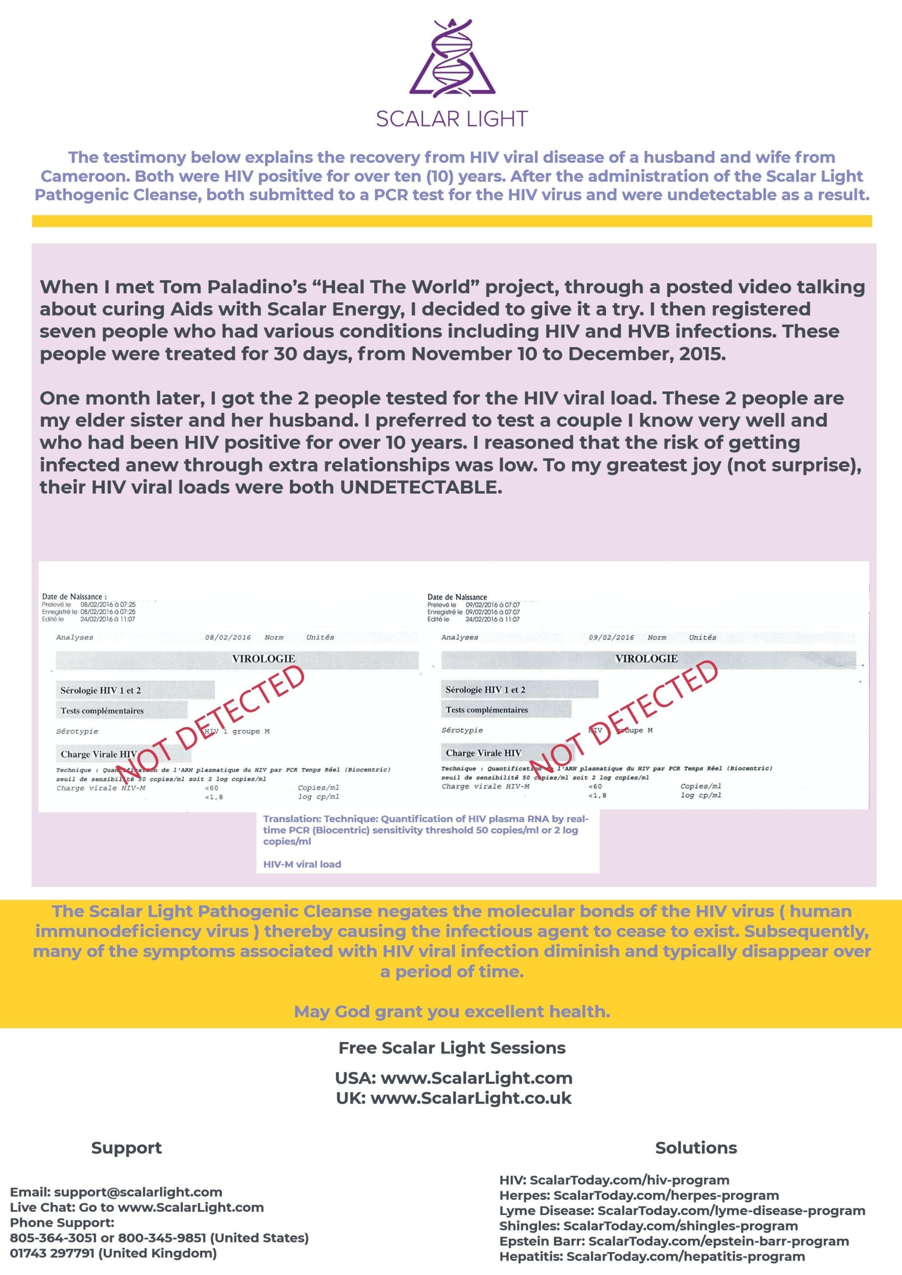 PCR test result for HIV